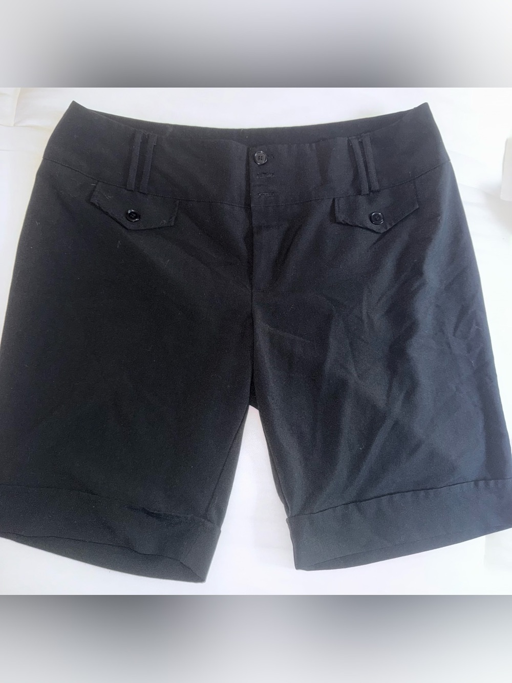 Spring Street Black Flat-Front Tailored Shorts